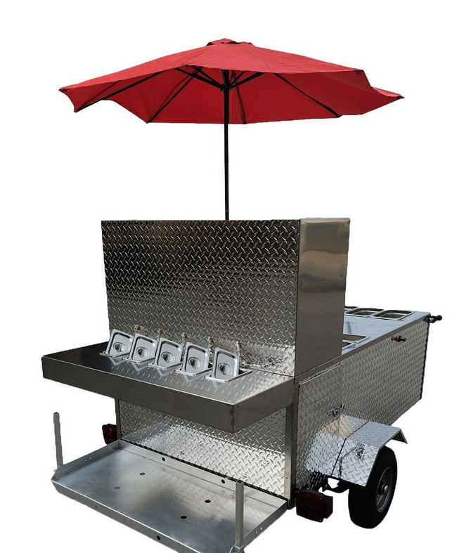 The Big One hot dog cart rear view with back shelf