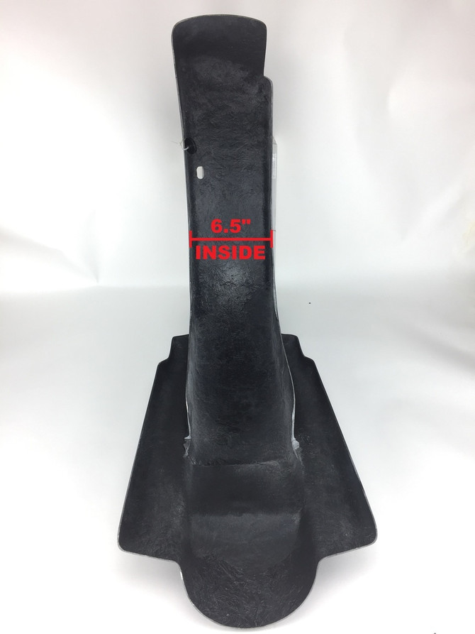 Internal view of the fender neck with a red graphic overlay indicating a 6.5-inch inside width measurement