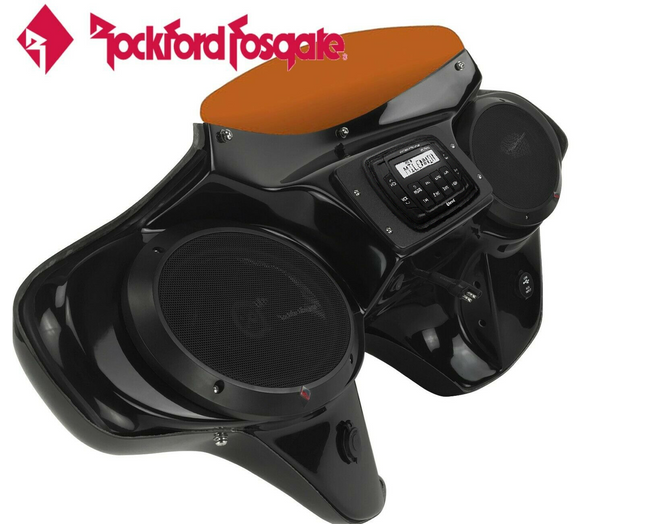 Softail Slim Batwing Fairing Stereo left angled view 