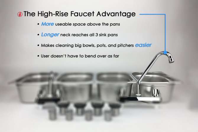 4 Large Compartment Concession Sink Portable 4 Traps with longer neck