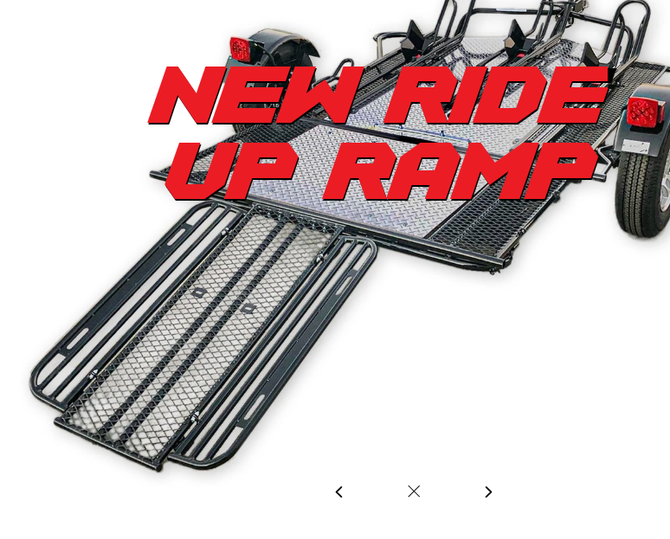 Ride-up ramp attached to Trinity MT3 3 Rail Motorcycle Trailer