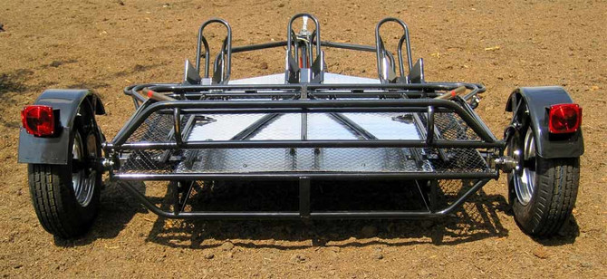 Trinity MT3 3 Rail Motorcycle Trailer back view