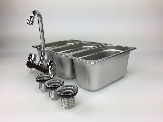 Concession Sink 3 Compartment Portable Stand Food Truck  Trailer 3 Small w/Faucet