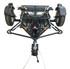 Alpha Sport Stand-Up Motorcycle Trailer in vertical storage position showing its compact, foldable design.