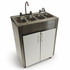 Stainless Steel Concession Sinks - 4 Compartment Portable Sink with Hot Water & Cold Water - Portable Concession Sink for Food Trucks, Concession Stands or Commercial Use (Sink With Foot Pads)