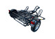 Freestyle dirt bike trailer in folded upright position for space-saving storage.