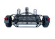 Rear view of Freestyle dirt bike trailer in folded position, illustrating compact storage design.