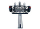 Rear view of Freestyle dirt bike trailer with ramp extended for easy bike loading.