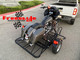 Top-down view of Freestyle dirt bike trailer showing three rail layout and mesh platform.