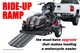 Optional ride-up ramp for Freestyle dirt bike trailer with fold-out foot rails for easier loading.