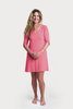 3/4 Sleeve Knee Length Nightgown - Pink
