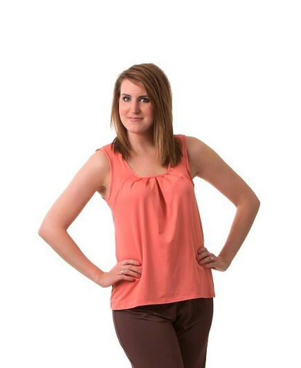 Sleeveless Top with Pleated Front