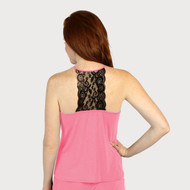 Lace Back Halter Top - Pink