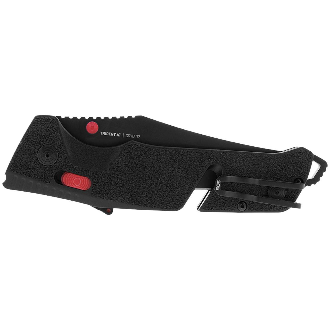 Trident AT - Black & Red, Partially Serrated