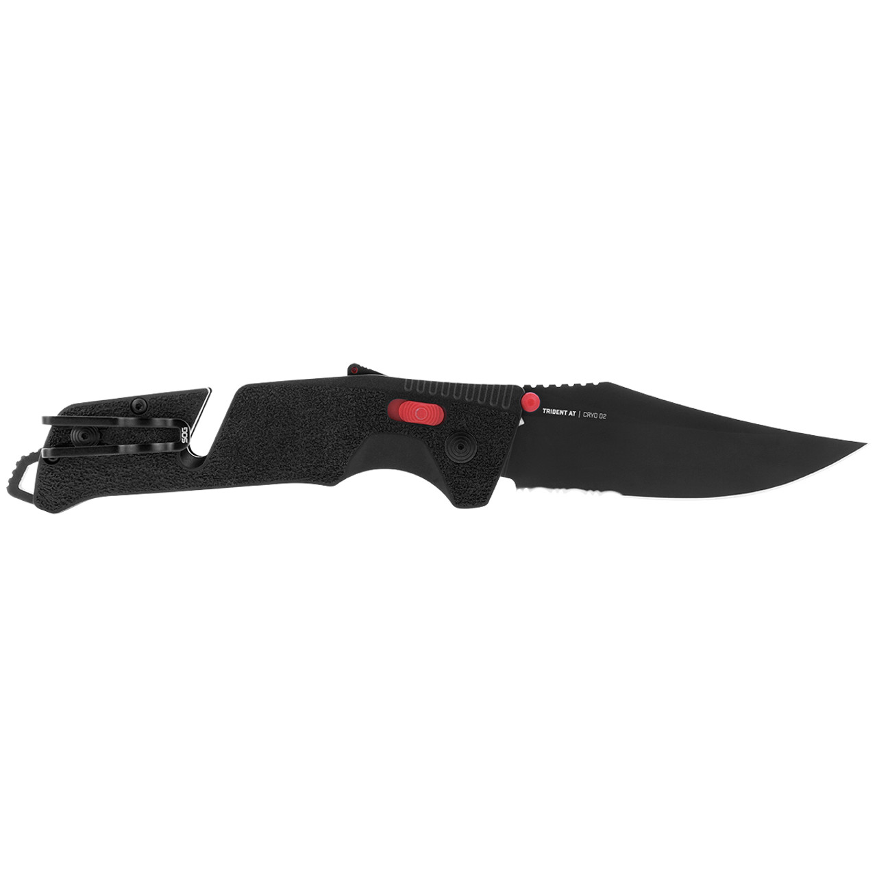 Trident AT - Black & Red, Partially Serrated 