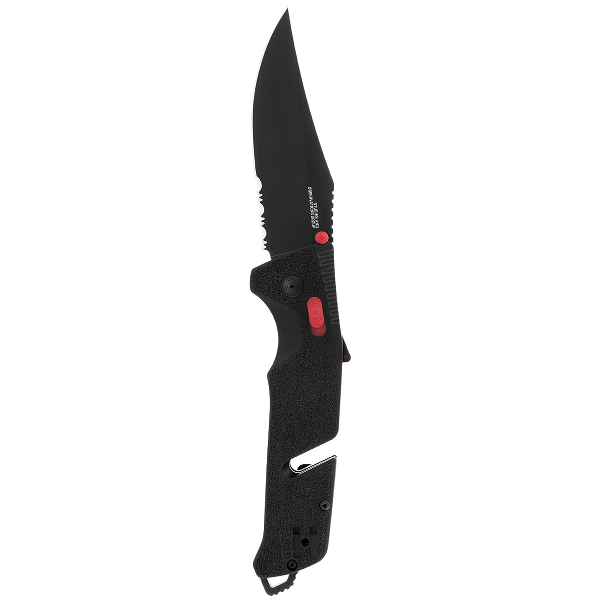 Trident AT - Black & Red, Partially Serrated