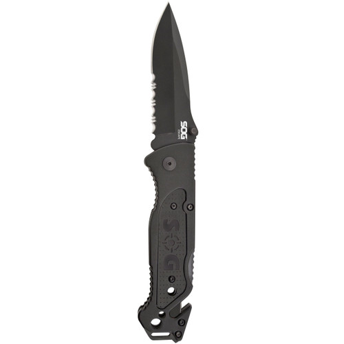 Escape - Black, Serrated | Professional Use Folding Knife