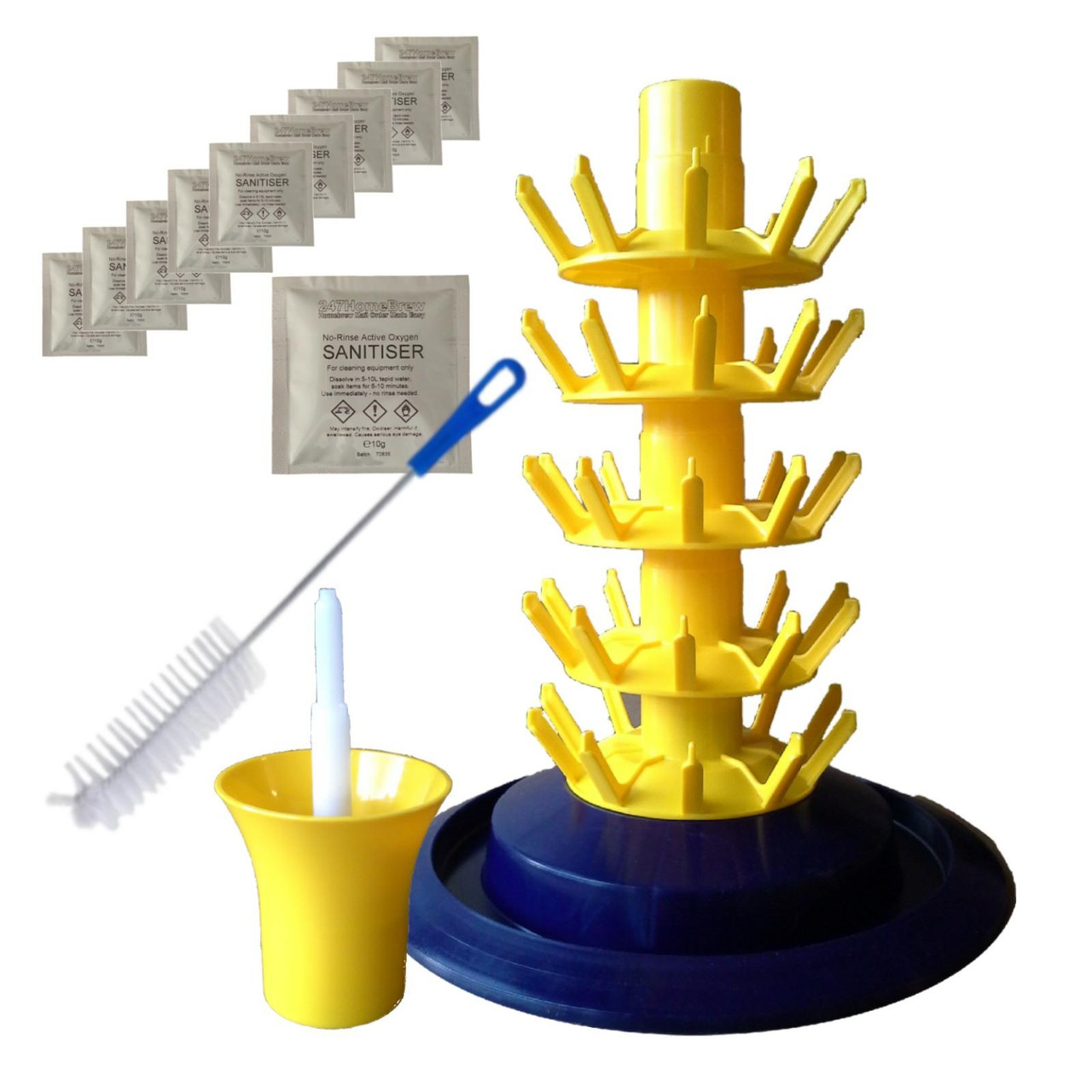 Bottle Washing Set Rinser Drainer Brush and Steriliser for 50 Beer Wine bottles