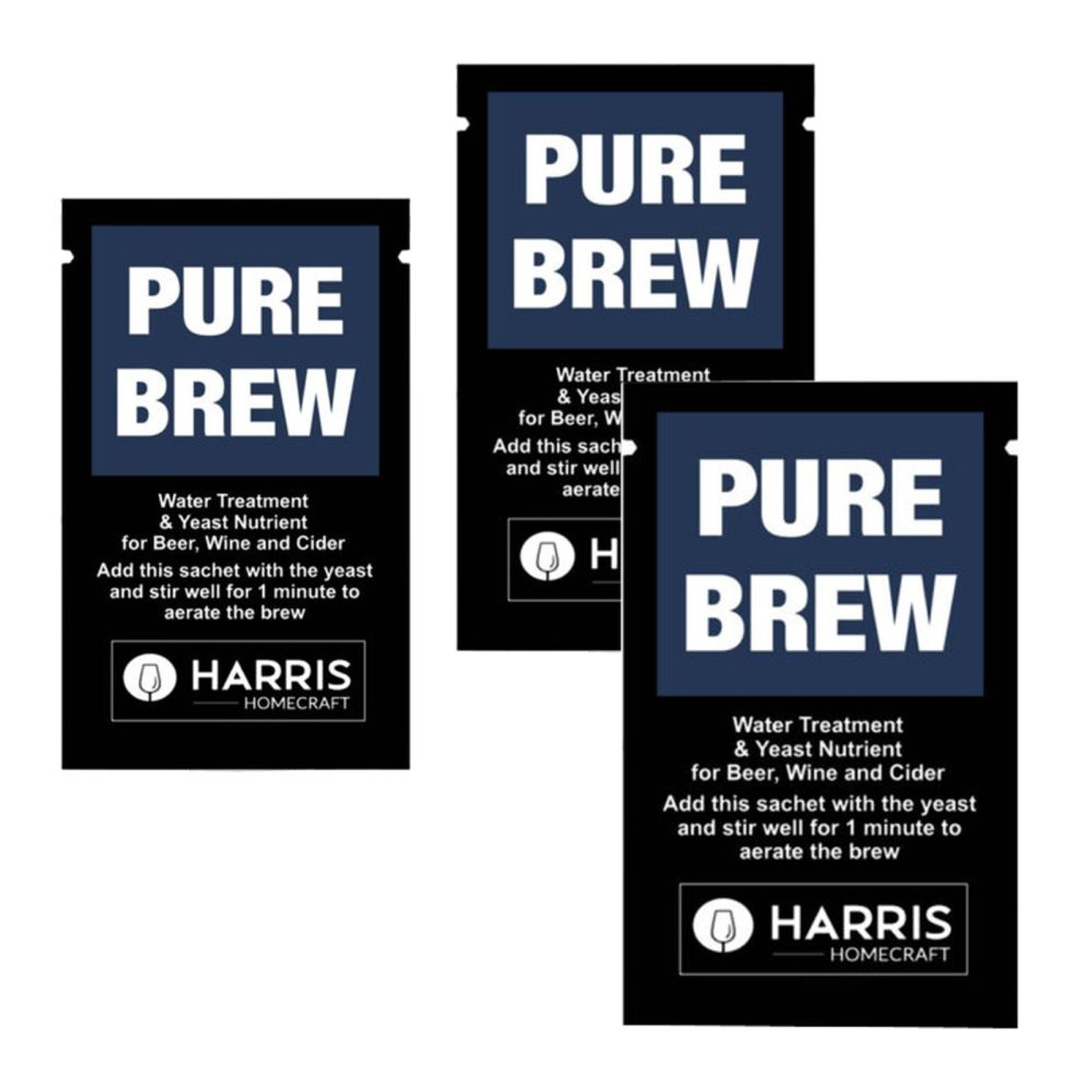 3x Harris Pure Brew Sachets Nutrient And Water Treatment For Beer Wine Cider