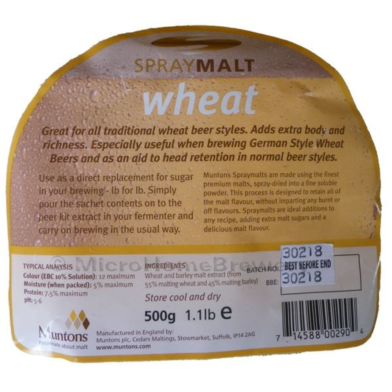 Muntons Spraymalt WHEAT 500g 100% Malt Extract Home Brew Beer Improver BBE 06-2023