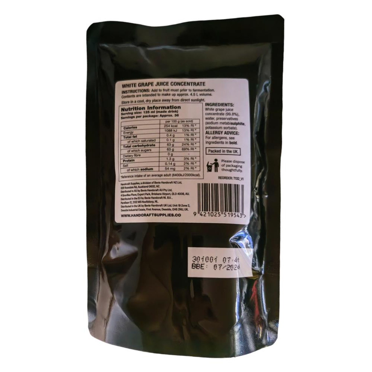 White Grape Juice Concentrate 250ml Handcraft Supplies for wine making BBE 07/2024