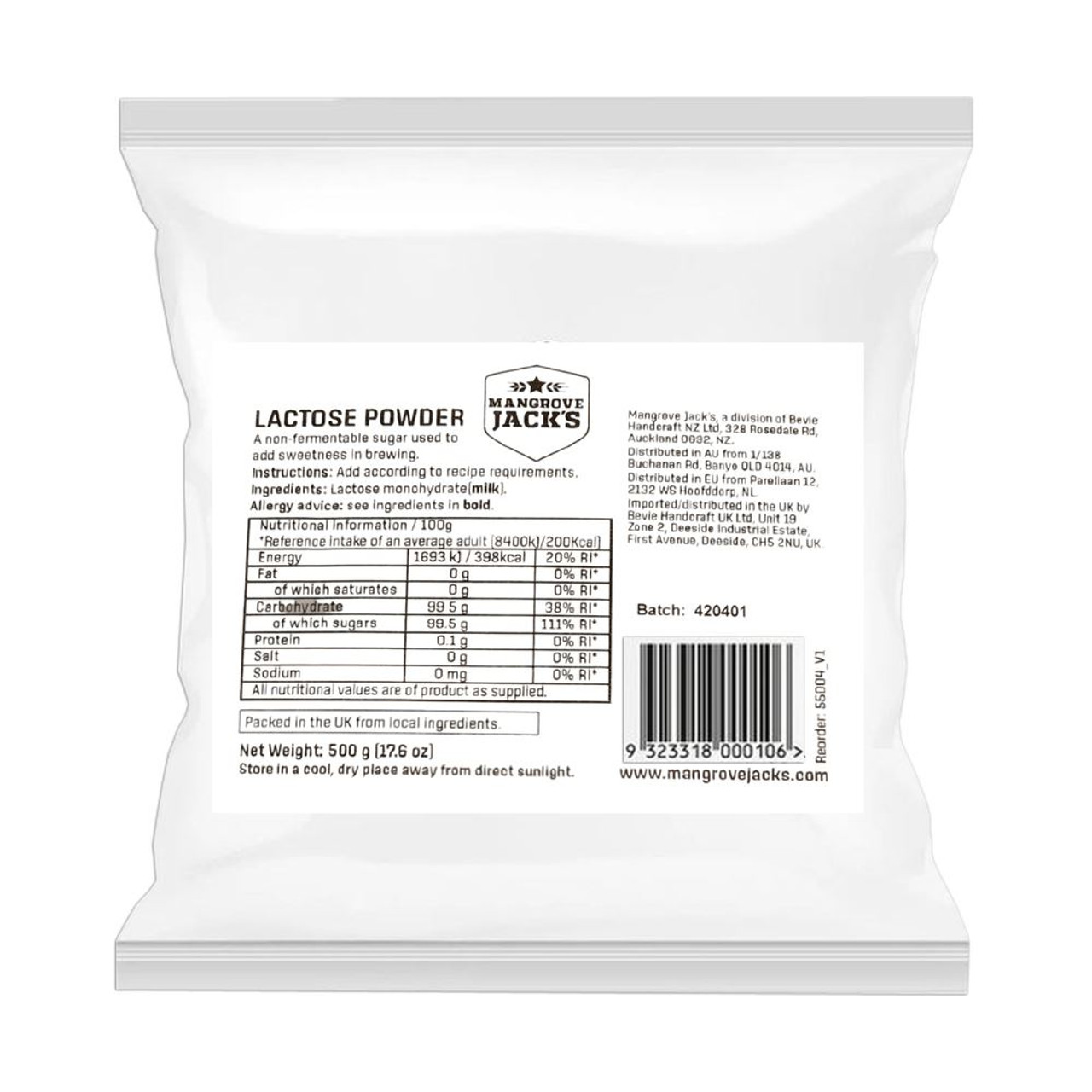 Mangrove Jacks Lactose 500g Milk Sugar Powder