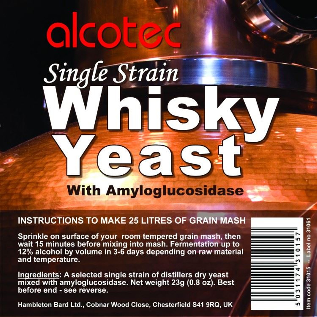 Alcotec Single Strain Whisky Yeast 25L