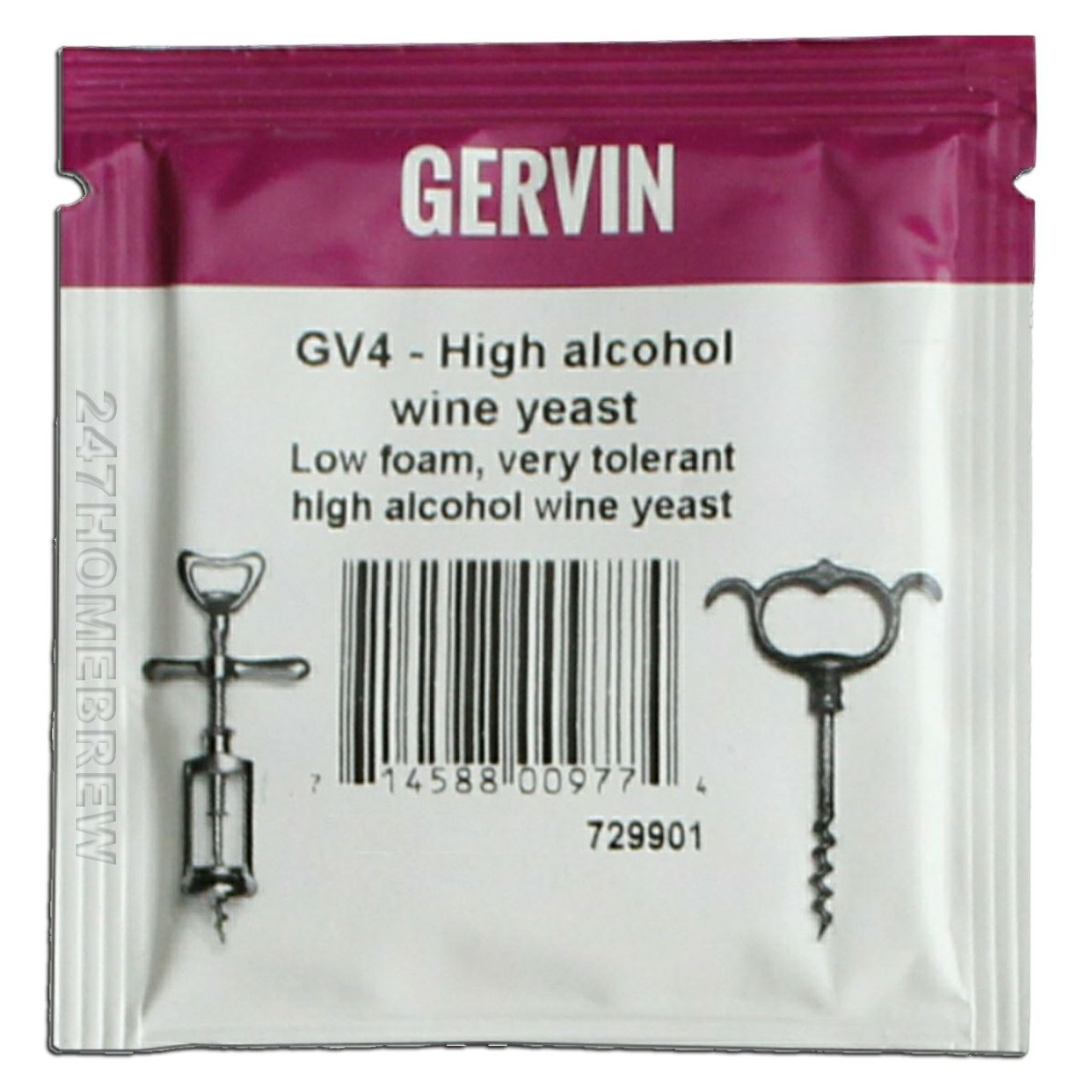 Gervin GV4 Wine Yeast 5g High Alcohol Yeast up to 21% 5-23L