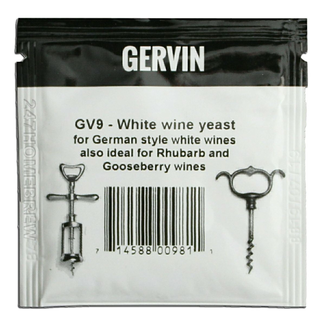 Gervin GV9 Wine Yeast 5g Aromatic White Fruity Wines 5-23L