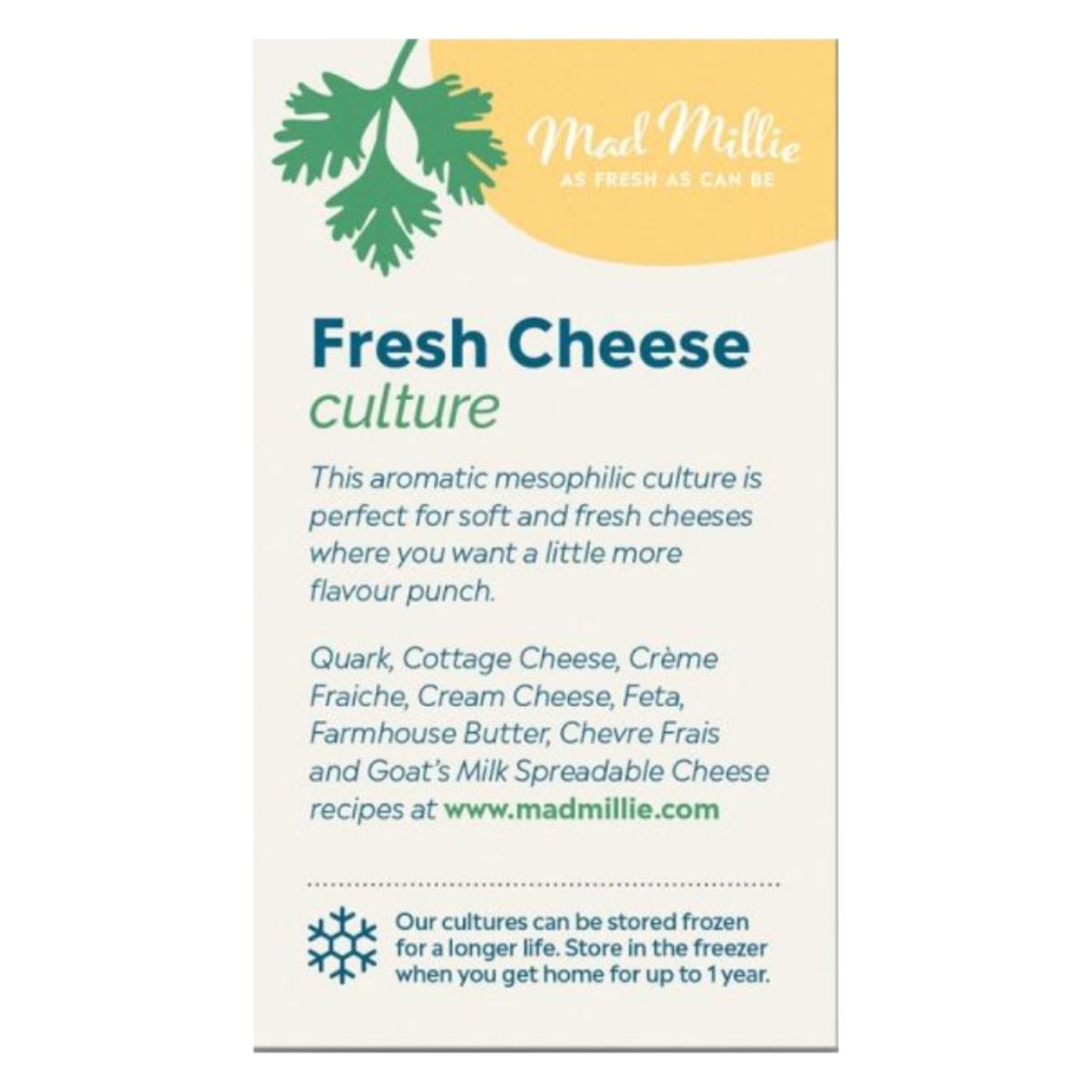 Mad Millie Fresh Cheese Culture Mesophilic 5x sachets Treats up to 20L of Milk
