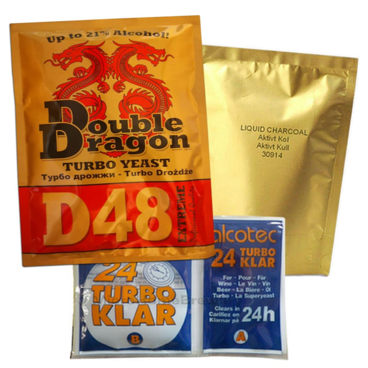 Double Dragon D48 Turbo Yeast, TurboKlar & Liquid Carbon Homebrew Spirit