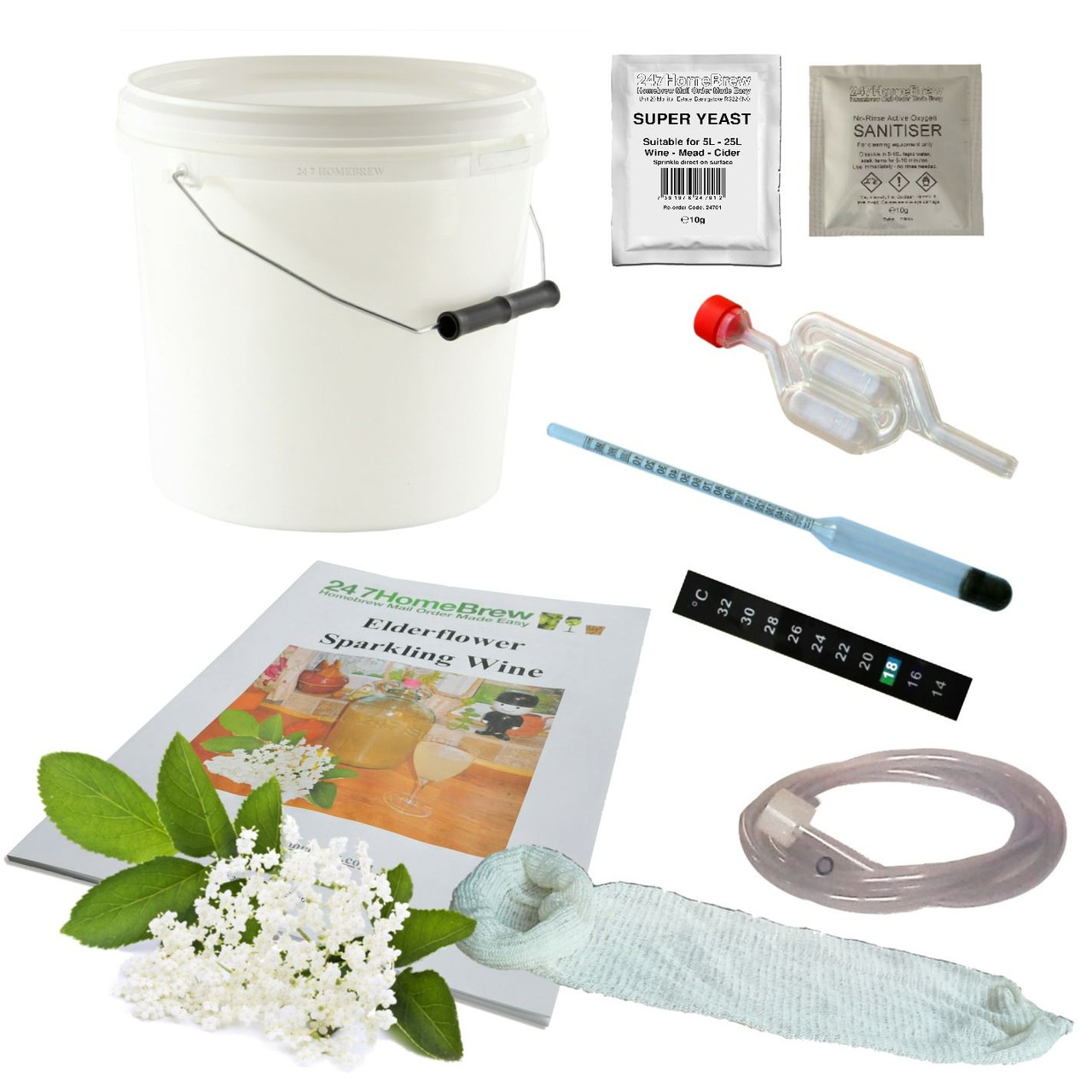 Elderflower Champagne Full Starter Kit - 5L/1 Gallon Bucket Beer Wine Mead