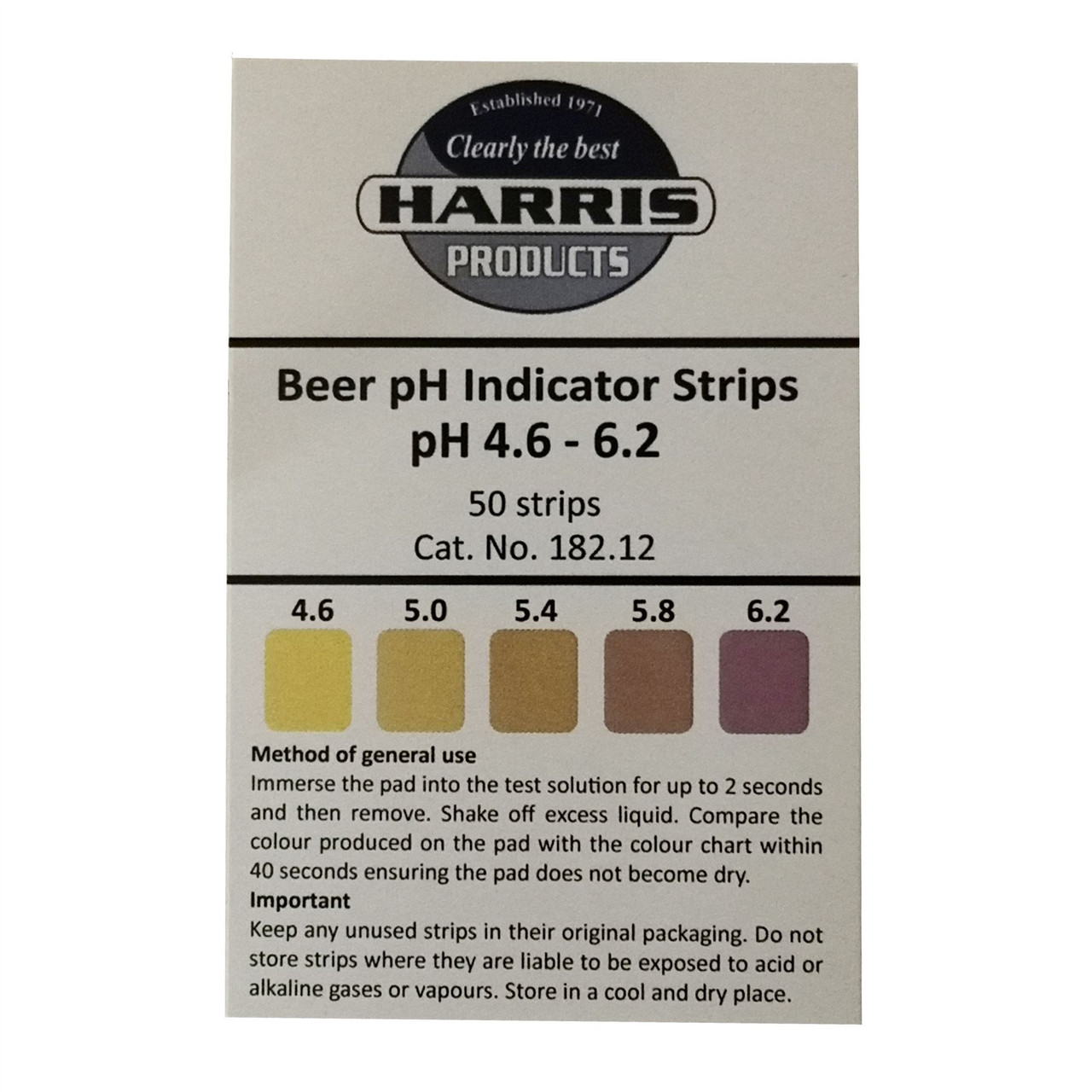 Harris Beer pH Test Strips Pack of 50 strips Colour ranges are 4.6 to 6.2