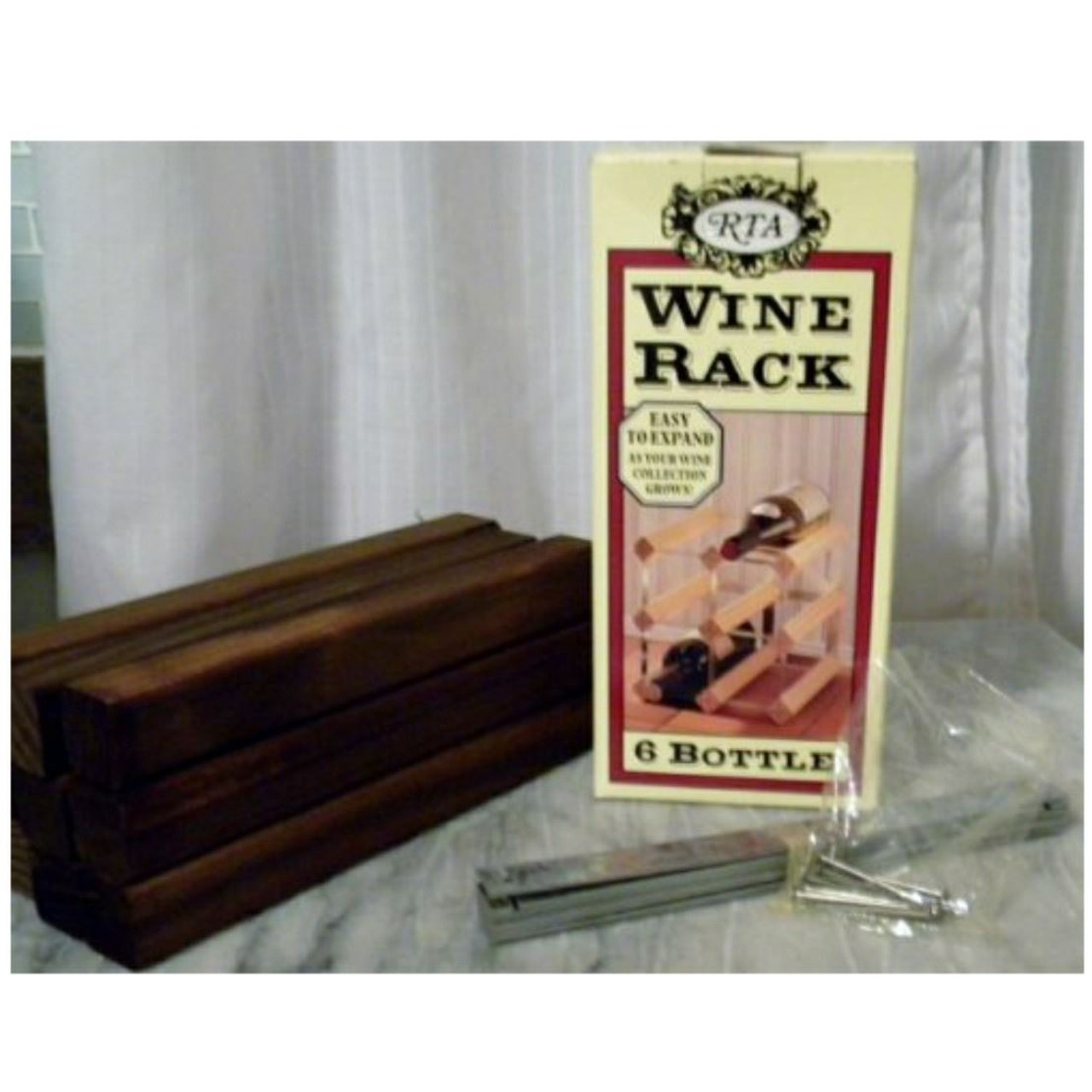 RTA 6 Bottle Wine Rack System Wood and Metal Extendable Dark Oak colour