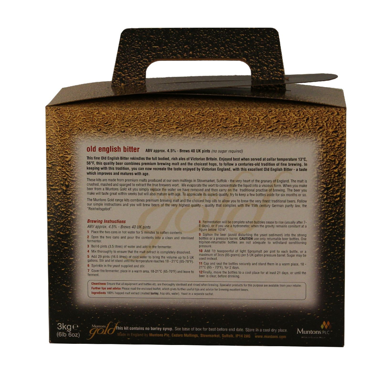 Muntons Gold Old English Bitter 3kg 40 pint 23L 5% ABV - Homebrew Beermaking