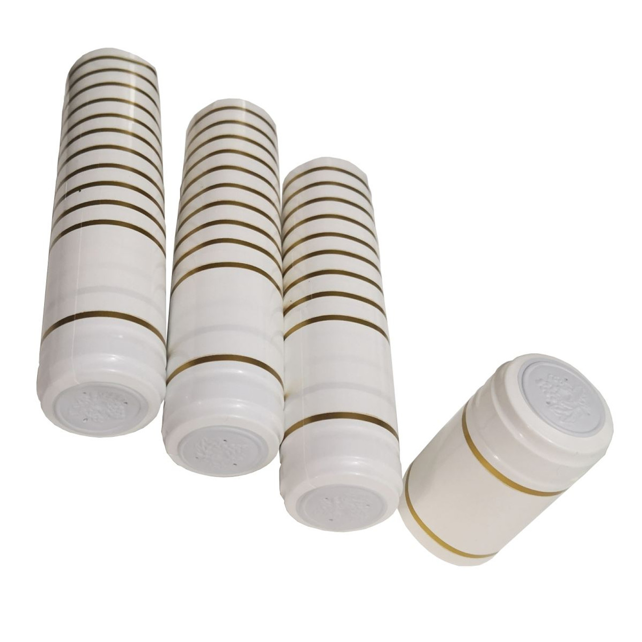 Wine Bottle Heat Shrink Capsules Foils White/Gold 30 Pack Homebrew Tops Caps