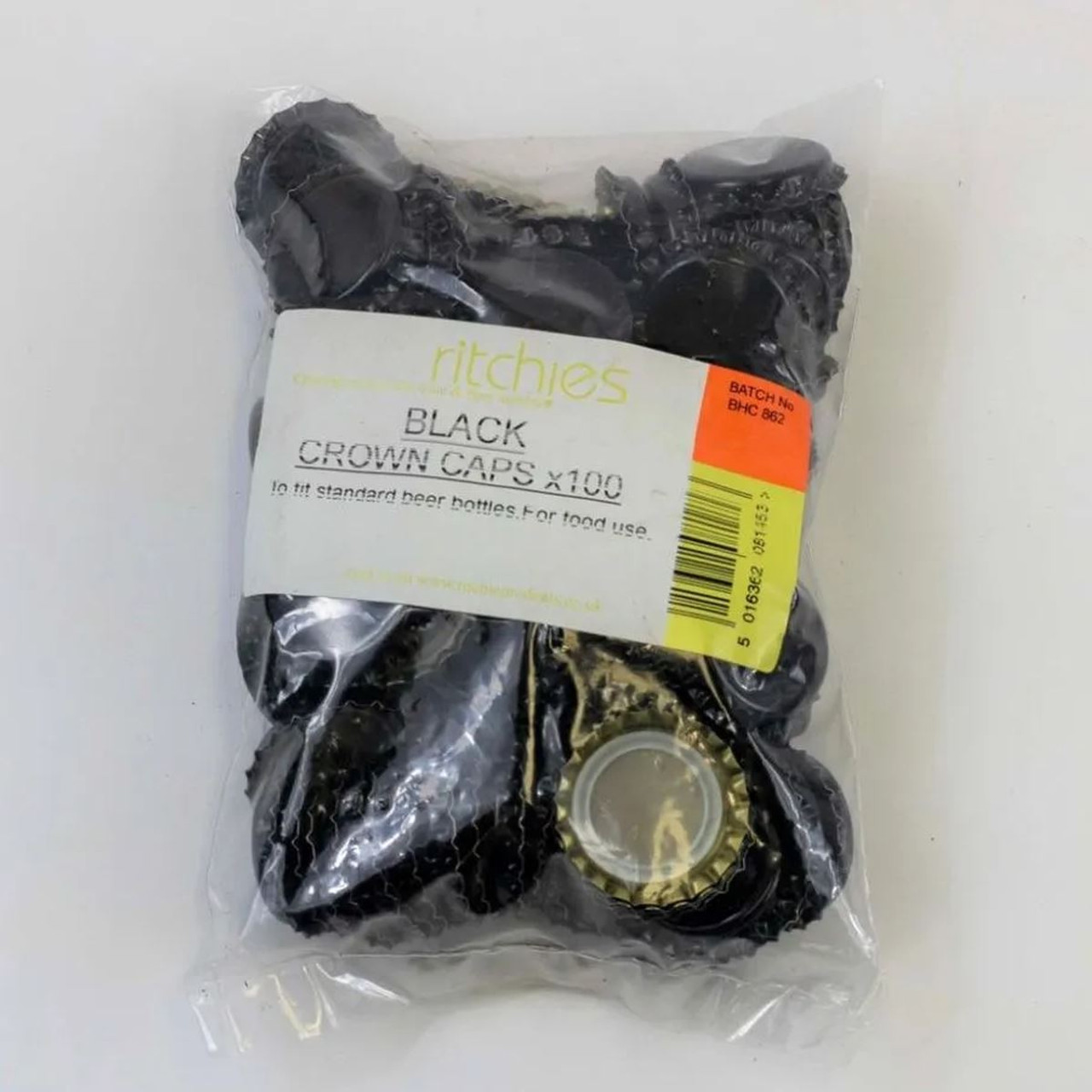 Crown Caps BLACK Bottle Tops 100pk Beer Ale Cider Gingerbeer