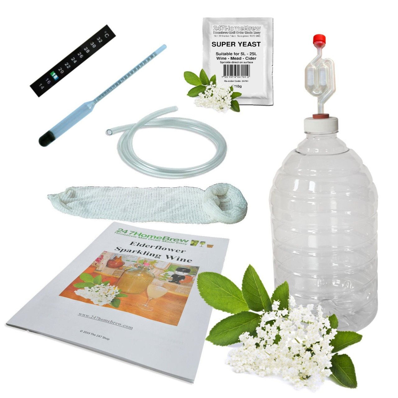 Elderflower Sparkling Wine Kit 5L Full Starter PET Demijohn also Cider and Mead