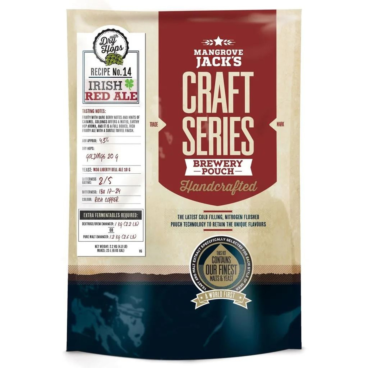 Mangrove Jacks Irish Red Ale Craft Beer Kit Pouches 23L 4.3% ABV