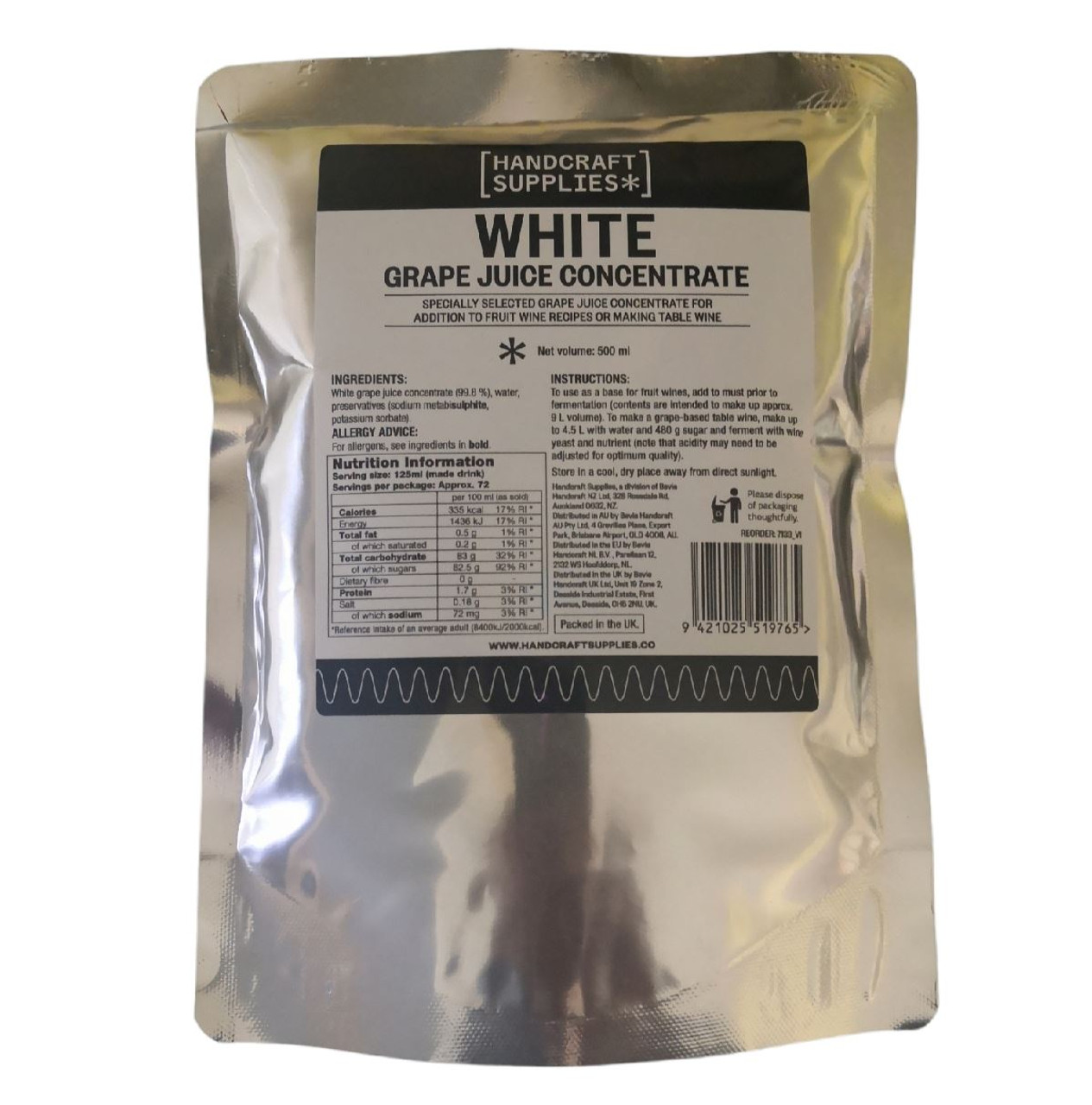 White Grape Juice Concentrate 500ml Handcraft Supplies for wine making