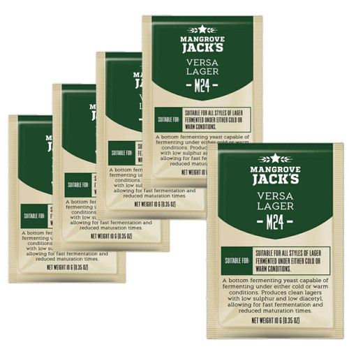 5x Mangrove Jacks Yeast M24 Versa Lager Craft Series Yeast 10g treats 23L