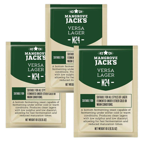 3x Mangrove Jacks Yeast M24 Versa Lager Craft Series Yeast 10g treats 23L