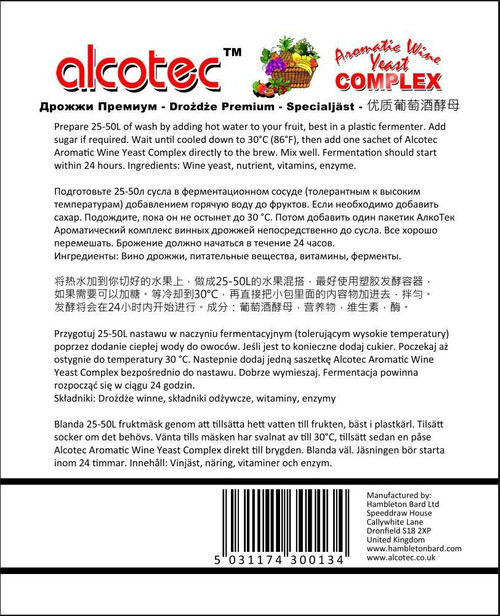Alcotec Aromatic Turbo Wine Yeast Complex