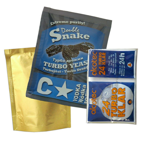 Double Snake C Star Turbo Yeast, TurboKlar, Liquid Carbon Homebrew Vodka