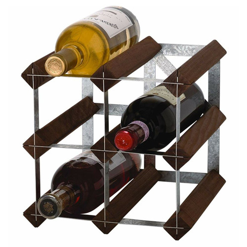 RTA 6 Bottle Wine Rack System Wood and Metal Extendable Dark Oak colour