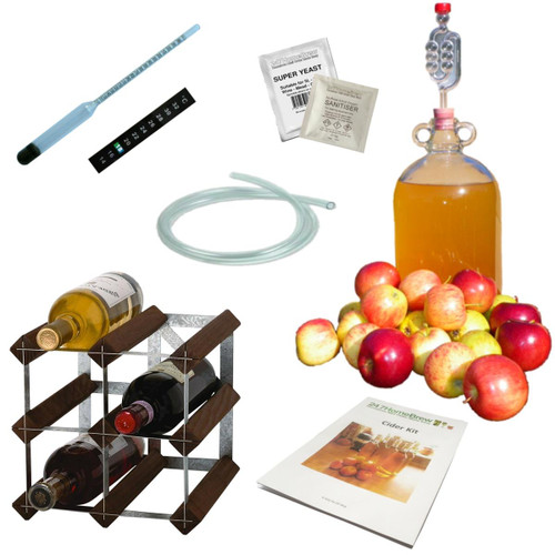 Traditional Cider Making Kit Glass Demijohn and Wine Rack Turbo, Perry, Scrumpy