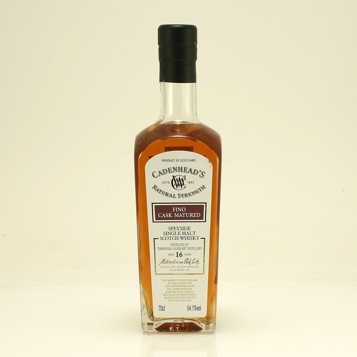 Cadenhead's 16 year old Natural Strength Distilled at Tomintoul
