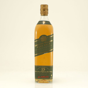 Johnnie Walker 15 year old Green Bottle Label, Walking to the Left with a Gold Cap Seal, Pure Highland Malt Scotch Whisky 43% 70cl Johnnie Walker 15 year old Green Bottle Label, Walking to the Left with a Gold Cap Seal, Pure Highland Malt Scotch Whisky 43% 70cl