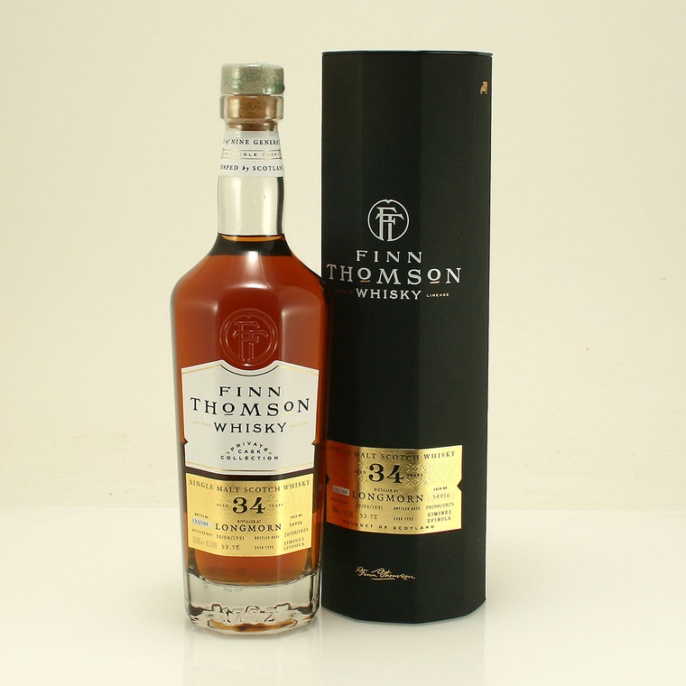 Longmorn Distillery 34 year old 1991 Single Cask Ximenez Spinola Finish Single Malt Scotch Whisky from Finn Thomson Whisky - The Rare Collection 53.7% 70cl
