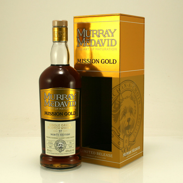 North British Distillery 37 year old Pedro Ximenez Sherry Cask, Limited Release, Lowland Single Grain Scotch Whisky from Murray McDavid Mission Gold 47.6% 70cl